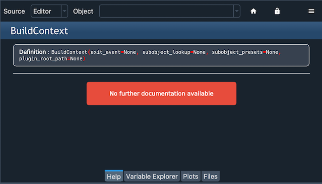 Docstring not found in help pane