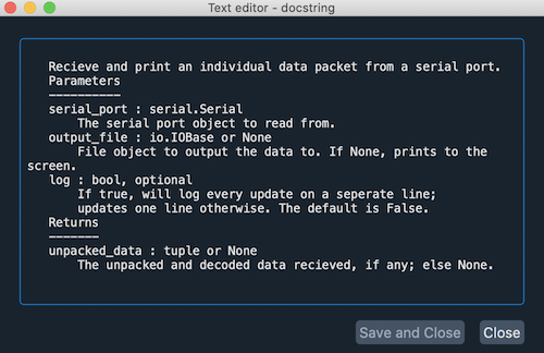 Variable Explorer text editor, displaying a long string in a window